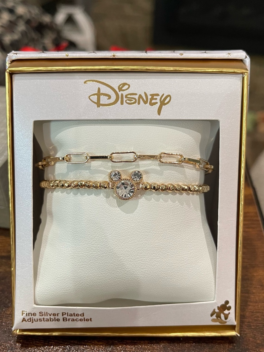 Disney Gold Crystal Mickey Stackable Bracelet Trio